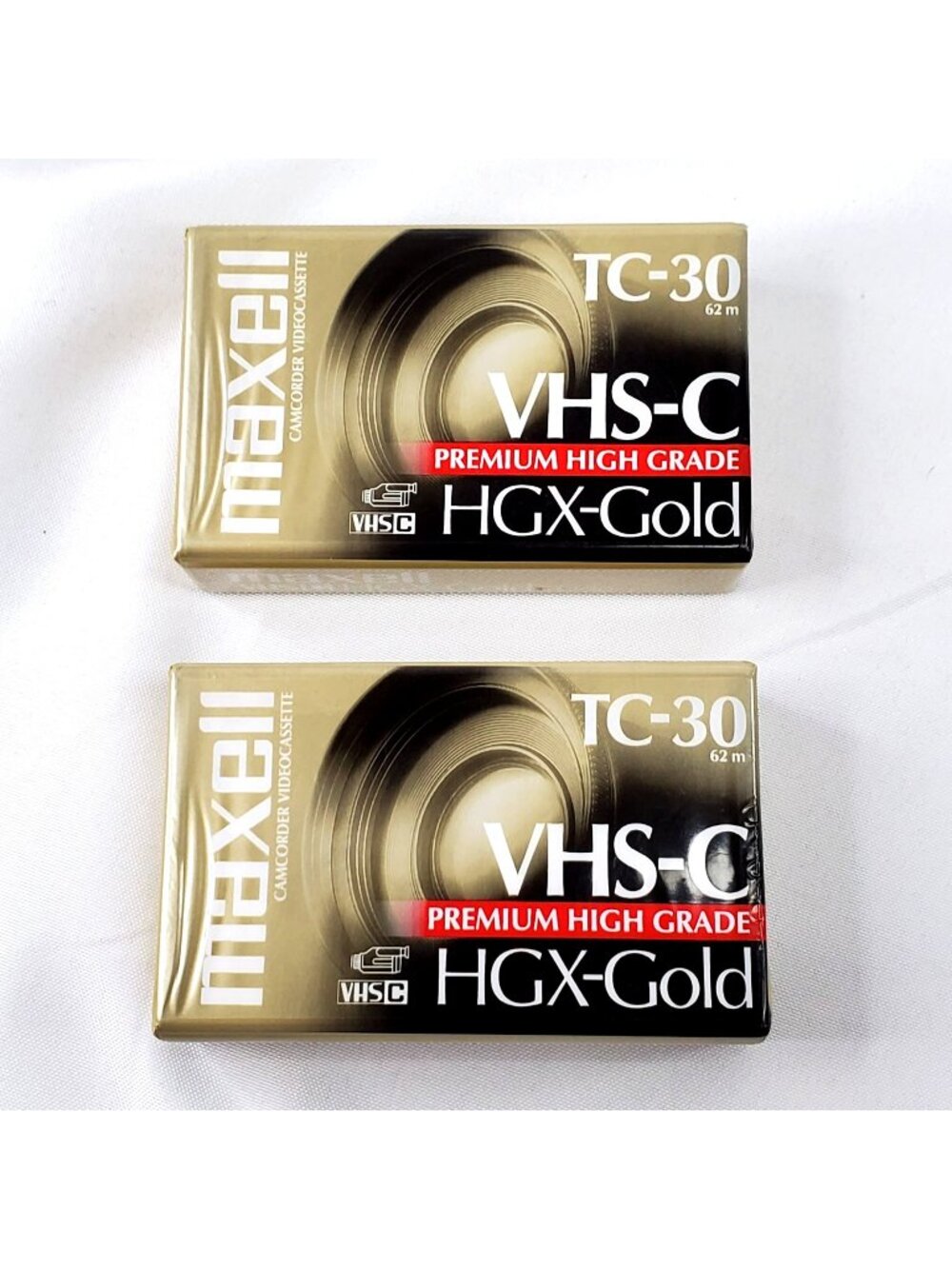 2 Maxell TC-30 Premium High Grade VHS-C HGX-Gold Camcorder Videocassette 62m